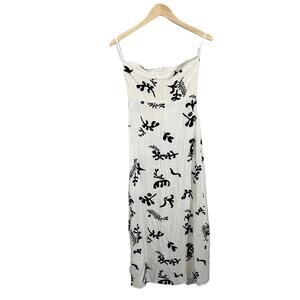 Paper Heart Australia Strapless Linen Blend Maxi Dress Black White Floral SZ XS